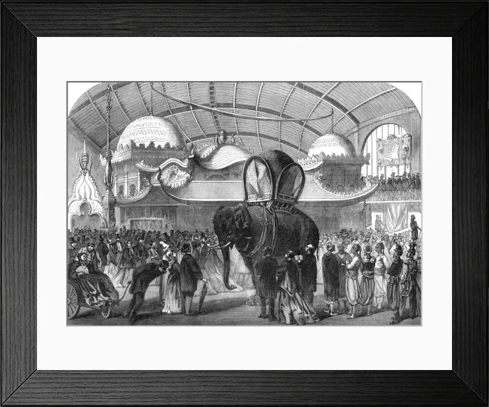 Framed Print : Model of an elephant in the Siamese section of the Machine Gallery, 1867 Framed Print : Model of an elephant in the Siamese section of the Machine Gallery, 1867