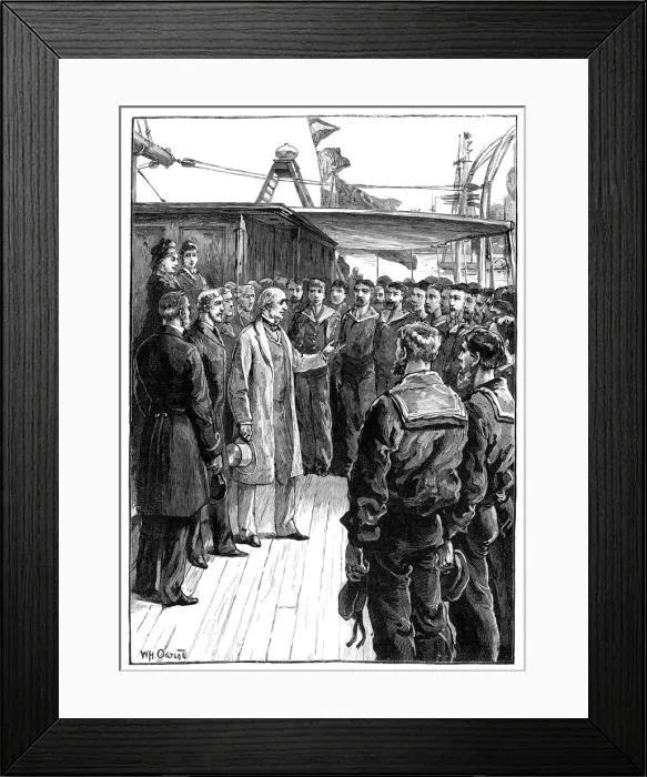 Framed Print : Mr Gladstone Addressing the Officers and Crew of the Grantully Castle, late 19th century Framed Print : Mr Gladstone Addressing the Officers and Crew of the Grantully Castle, late 19th century