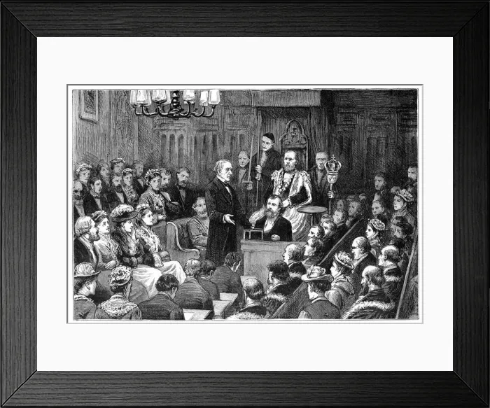 Framed Print : Presentation of the Freedom of the City to Mr Gladstone, 1877 Framed Print : Presentation of the Freedom of the City to Mr Gladstone, 1877