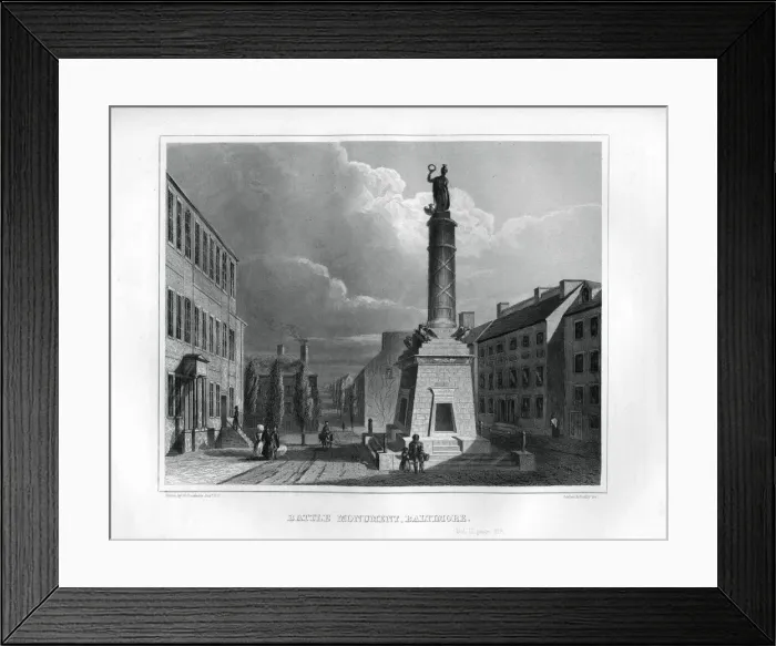 Framed Print : Battle Monument, Baltimore, Maryland, USA, 1855. Artist: Archer and Boilly Framed Print : Battle Monument, Baltimore, Maryland, USA, 1855. Artist: Archer and Boilly