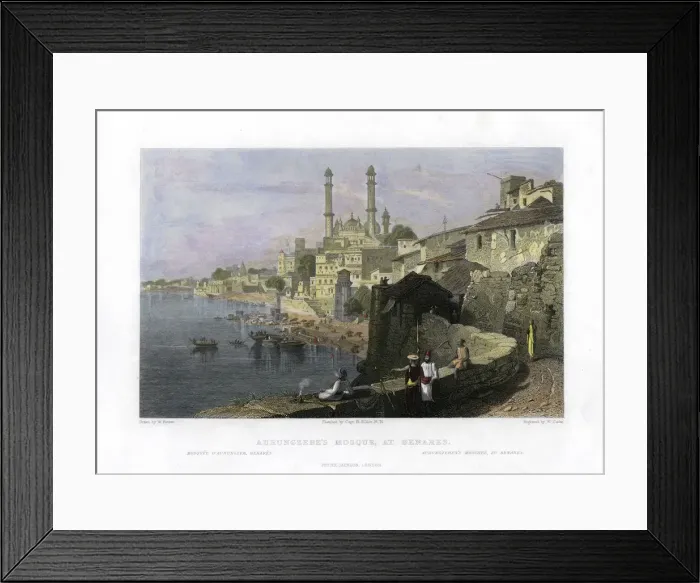 Framed Print : Aurangzebs Mosque at Benares, India, 19th century. Artist: W Cook Framed Print : Aurangzebs Mosque at Benares, India, 19th century. Artist: W Cook