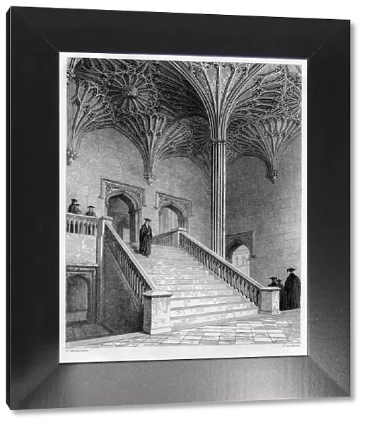 Staircase to the Hall, Christ Church, Oxford University, 1833. Artist: John Le Keux