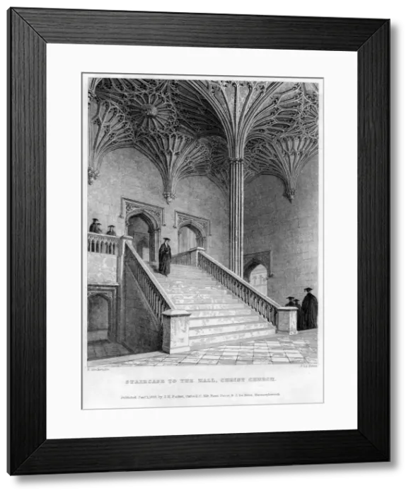 Framed Print : Staircase to the Hall, Christ Church, Oxford University, 1833. Artist: John Le Keux Framed Print : Staircase to the Hall, Christ Church, Oxford University, 1833. Artist: John Le Keux