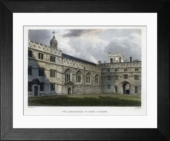 Framed Print : The Quadrangle of Jesus College, Oxford University, c1830s. Artist: John Le Keux Framed Print : The Quadrangle of Jesus College, Oxford University, c1830s. Artist: John Le Keux