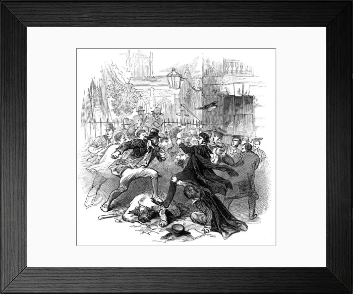 Framed Print : Gown and town row, Oxford, 15th November 1845 Framed Print : Gown and town row, Oxford, 15th November 1845