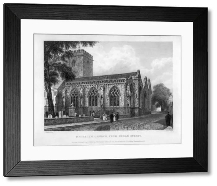 Framed Print : Magdalen Church, from Broad Street, Oxford, 1833. Artist: John Le Keux Framed Print : Magdalen Church, from Broad Street, Oxford, 1833. Artist: John Le Keux