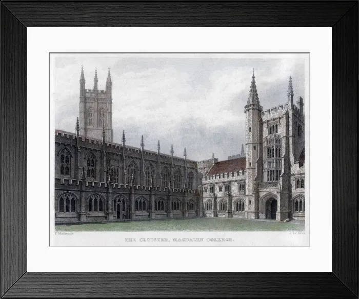 Framed Print : The Cloister, Magdalen College, Oxford University, 19th century. Artist: John Le Keux Framed Print : The Cloister, Magdalen College, Oxford University, 19th century. Artist: John Le Keux