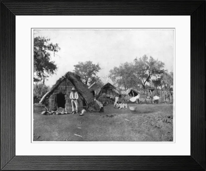 Framed Print : Straw cottages, Salamanca, Mexico, late 19th century. Artist: John L Stoddard Framed Print : Straw cottages, Salamanca, Mexico, late 19th century. Artist: John L Stoddard