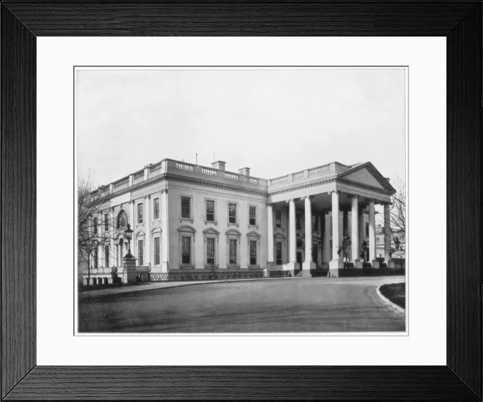 Framed Print : The White House, Washington DC, late 19th century. Artist: John L Stoddard Framed Print : The White House, Washington DC, late 19th century. Artist: John L Stoddard