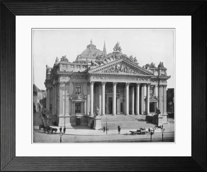 Framed Print : The Bourse, Brussels, late 19th century. Artist: John L Stoddard Framed Print : The Bourse, Brussels, late 19th century. Artist: John L Stoddard