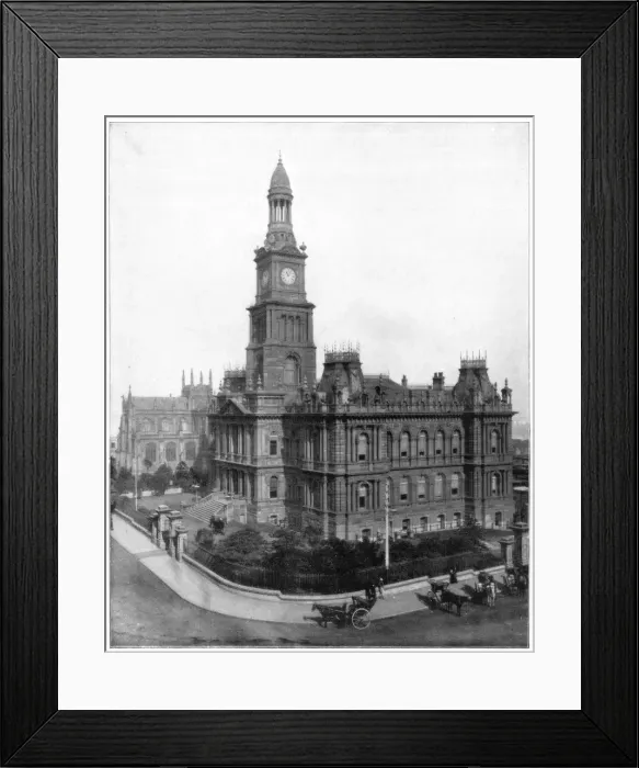 Framed Print : Town Hall and Square, Sydney, Australia, late 19th century. Artist: John L Stoddard Framed Print : Town Hall and Square, Sydney, Australia, late 19th century. Artist: John L Stoddard