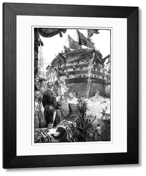 Framed Print : The Queen at the Launch of Trafalgar, 1841, (1900) Framed Print : The Queen at the Launch of Trafalgar, 1841, (1900)