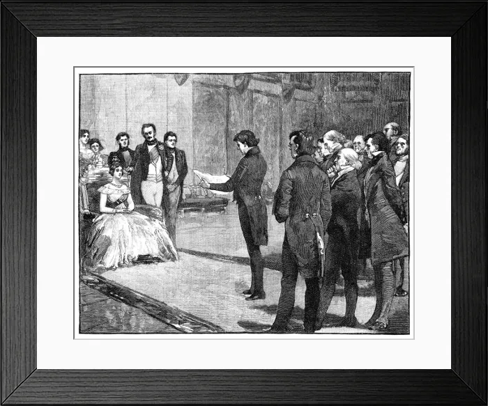 Framed Print : The Deputation, London and Dublin before the Queen, c1840s, (1900) Framed Print : The Deputation, London and Dublin before the Queen, c1840s, (1900)