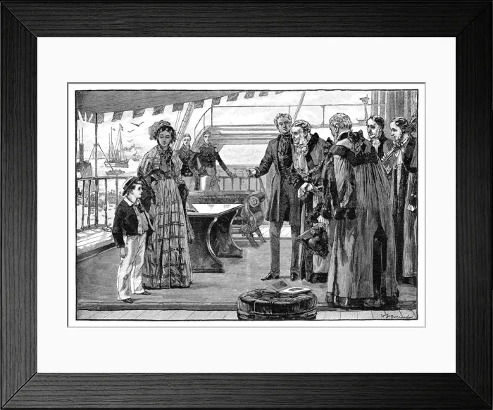 Framed Print : Municipal dignitaries introduced to the Prince of Wales, c1840s, (1900) Framed Print : Municipal dignitaries introduced to the Prince of Wales, c1840s, (1900)