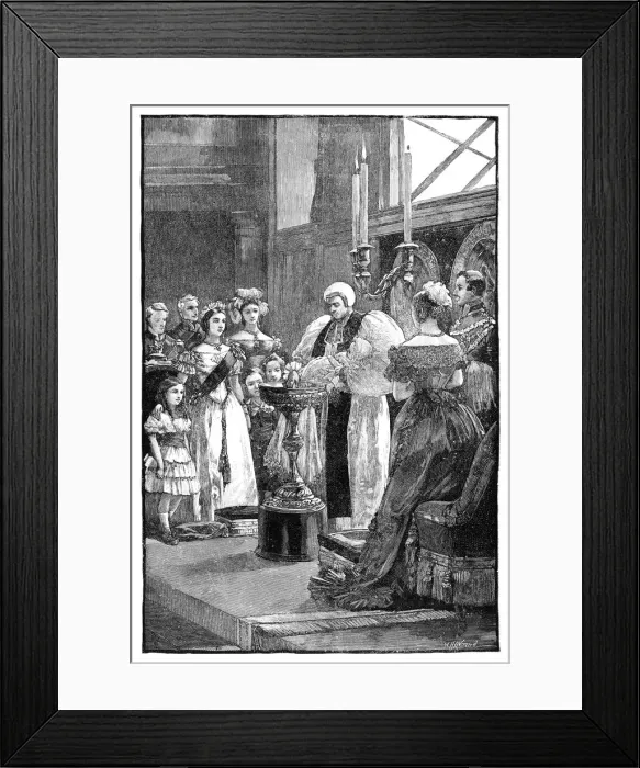 Framed Print : The christening of Princess Louise, c1848, (1900). Artist: William Heysham Overend Framed Print : The christening of Princess Louise, c1848, (1900). Artist: William Heysham Overend