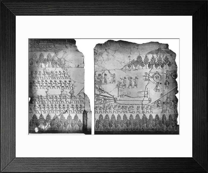 Framed Print : Assyrians moving a winged bull, c7th century BC, (c1900-1920). Artist: Sir Austen Henry Layard Framed Print : Assyrians moving a winged bull, c7th century BC, (c1900-1920). Artist: Sir Austen Henry Layard