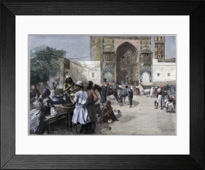 Framed Print : An open-air restaurant at Lahore, India, 1880. Artist: Edwin Lord Weeks Framed Print : An open-air restaurant at Lahore, India, 1880. Artist: Edwin Lord Weeks