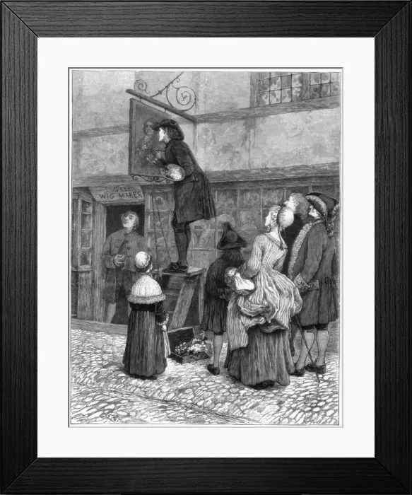 Framed Print : Restoring the Sign, 1873. Artist: T Green Framed Print : Restoring the Sign, 1873. Artist: T Green
