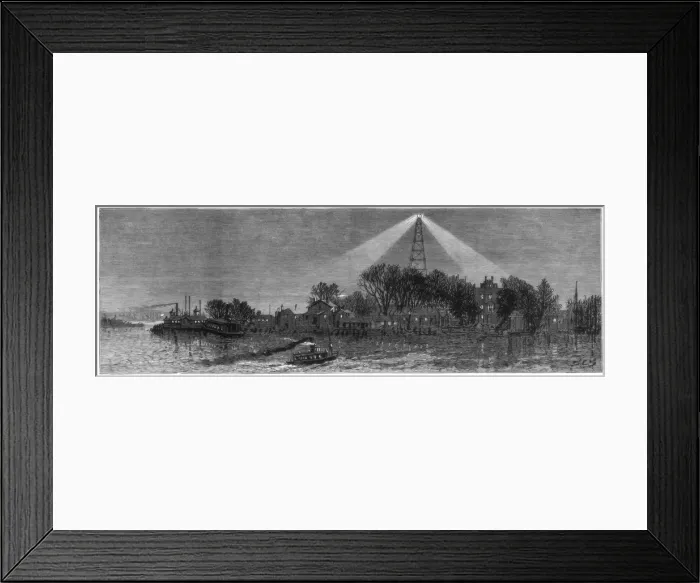Framed Print : The electric light at Hell Gate, New York, 1885 Framed Print : The electric light at Hell Gate, New York, 1885