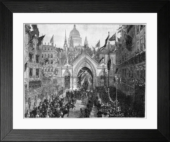 Framed Print : The procession at Ludgate Hill, Thanksgiving Day, London, 1900. Artist: N Chevalier Framed Print : The procession at Ludgate Hill, Thanksgiving Day, London, 1900. Artist: N Chevalier