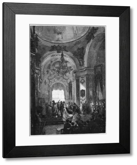 Framed Print : Marriage of the Duke and Duchess of Edinburgh, 23 January 1874, (1900). Artist: N Chevalier Framed Print : Marriage of the Duke and Duchess of Edinburgh, 23 January 1874, (1900). Artist: N Chevalier