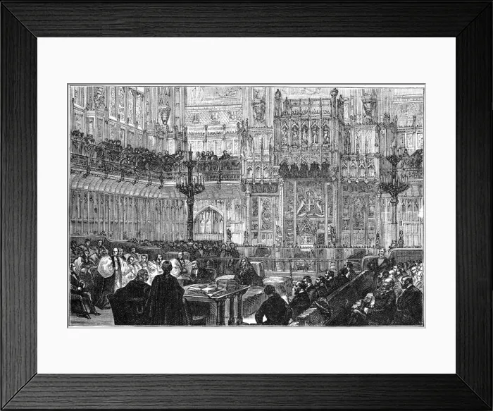 Framed Print : The Bishop of Peterborough addressing the House of Lords, mid-late 19th century, (1900) Framed Print : The Bishop of Peterborough addressing the House of Lords, mid-late 19th century, (1900)
