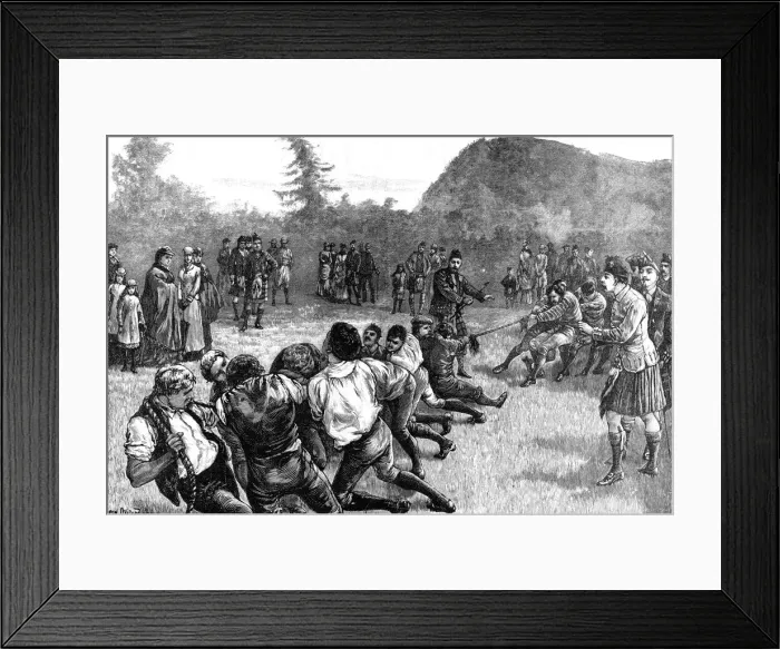 Framed Print : The Royal Family in the Highlands; Tug of War - late 19th century, (1900) Framed Print : The Royal Family in the Highlands; Tug of War - late 19th century, (1900)