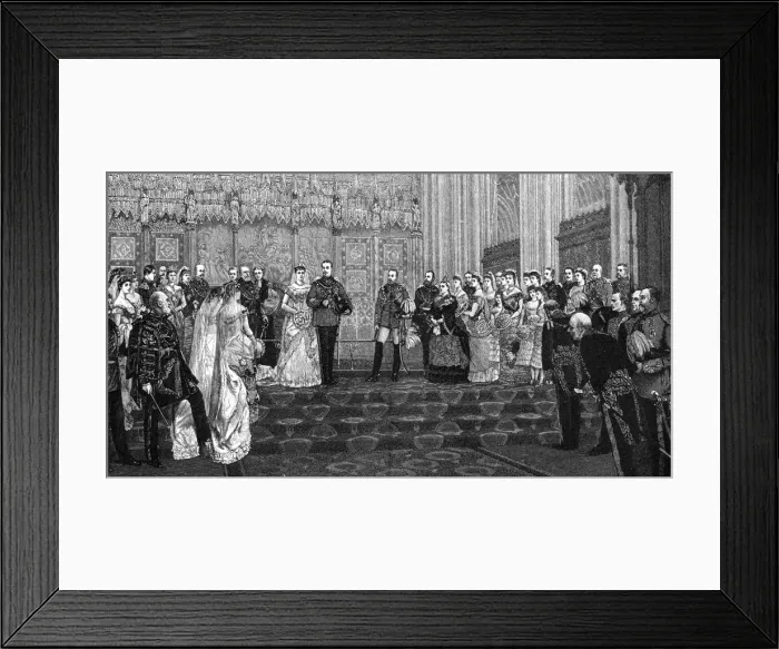 Framed Print : The Marriage of the Duke and Duchess of Albany, 27 April 1882, (1900). Artist: James Dromgole Linton Framed Print : The Marriage of the Duke and Duchess of Albany, 27 April 1882, (1900). Artist: James Dromgole Linton