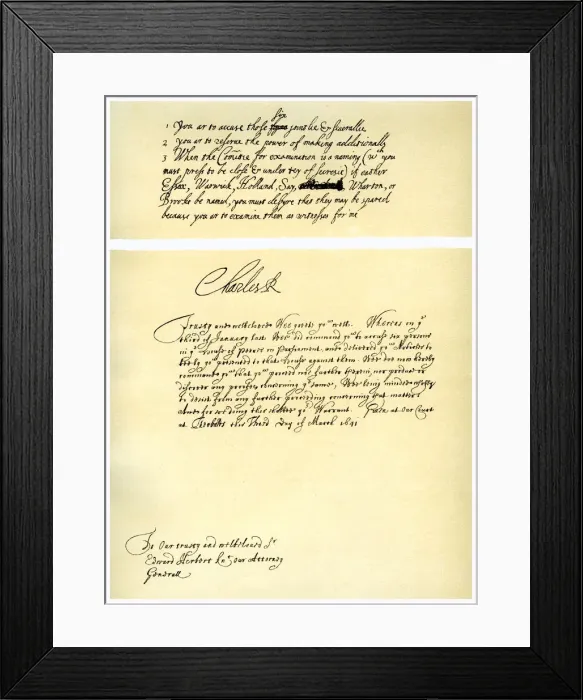 Framed Print : Documents signed by Charles I, c1641. Artist: King Charles I Framed Print : Documents signed by Charles I, c1641. Artist: King Charles I