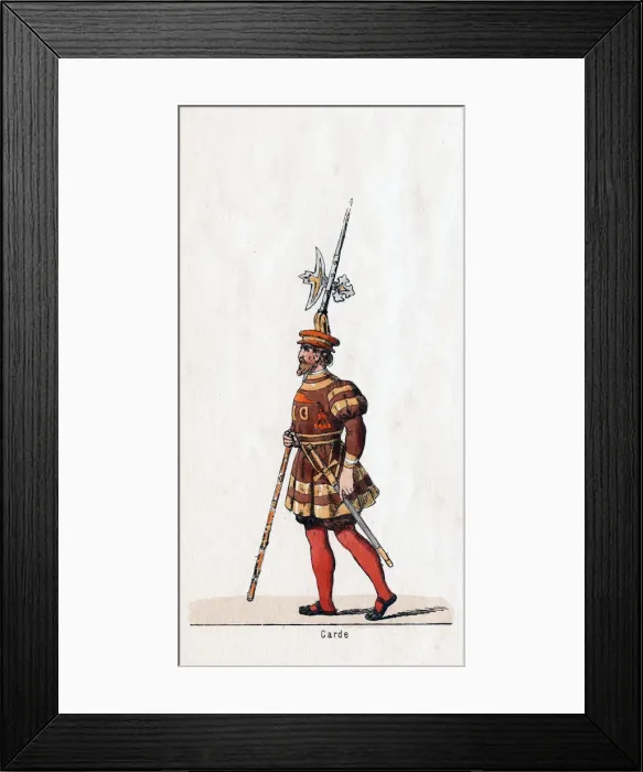 Framed Print : Guard, costume design for Shakespeares play, Henry VIII, 19th century Framed Print : Guard, costume design for Shakespeares play, Henry VIII, 19th century