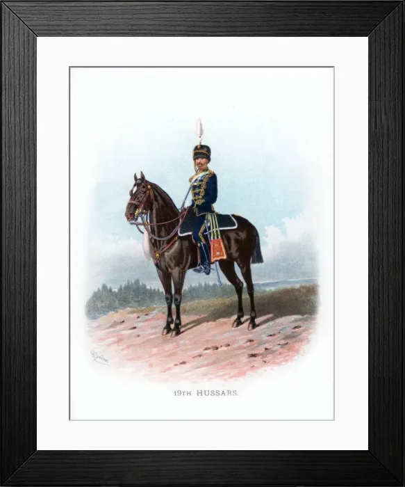 Framed Print : 19th Hussars, 1890. Artist: R Simkin Framed Print : 19th Hussars, 1890. Artist: R Simkin