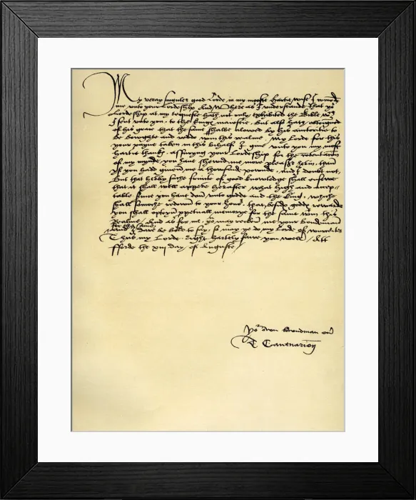Framed Print : Letter from Thomas Cranmer to Thomas Cromwell, Ford, 13th August 1537. Artist: Thomas Cranmer Framed Print : Letter from Thomas Cranmer to Thomas Cromwell, Ford, 13th August 1537. Artist: Thomas Cranmer