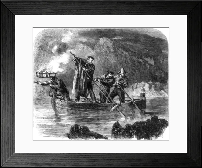Framed Print : General Garibaldi spearing fish by night off Caprera, Sardinia, Italy, 1861. Artist: Frank Vizetelly Framed Print : General Garibaldi spearing fish by night off Caprera, Sardinia, Italy, 1861. Artist: Frank Vizetelly