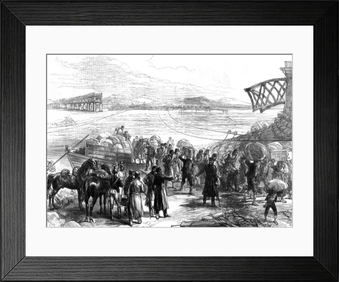 Framed Print : Crossing the Ebro at Castijon; War in Spain, 1875 Framed Print : Crossing the Ebro at Castijon; War in Spain, 1875