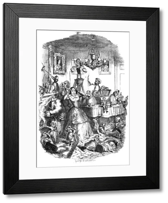Framed Print : Nearly worried to death by the Greatest Plague of Life, c1840s. Artist: George Cruikshank Framed Print : Nearly worried to death by the Greatest Plague of Life, c1840s. Artist: George Cruikshank