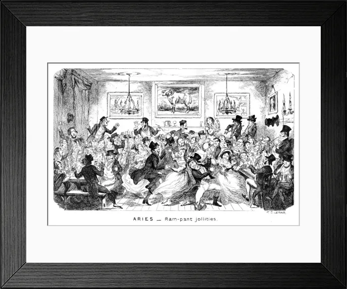 Framed Print : Aries - Ram-pant jollities, 19th century. Artist: George Cruikshank Framed Print : Aries - Ram-pant jollities, 19th century. Artist: George Cruikshank