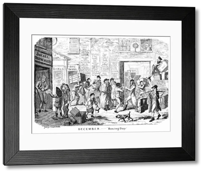 Framed Print : December - Boxing Day, 19th century. Artist: George Cruikshank Framed Print : December - Boxing Day, 19th century. Artist: George Cruikshank