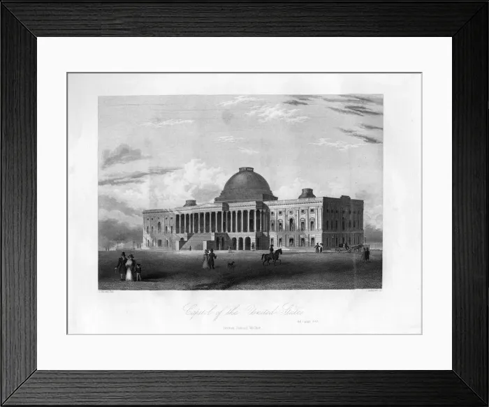 Framed Print : Capitol of the United States, Washington DC, 1855. Artist: J Andrews Framed Print : Capitol of the United States, Washington DC, 1855. Artist: J Andrews