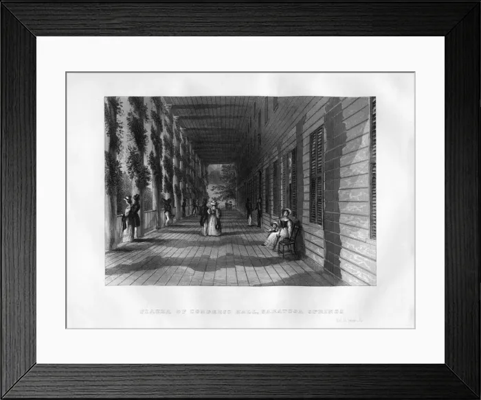 Framed Print : Piazza of Congress Hall, Saratoga Springs, New York State, 1855 Framed Print : Piazza of Congress Hall, Saratoga Springs, New York State, 1855