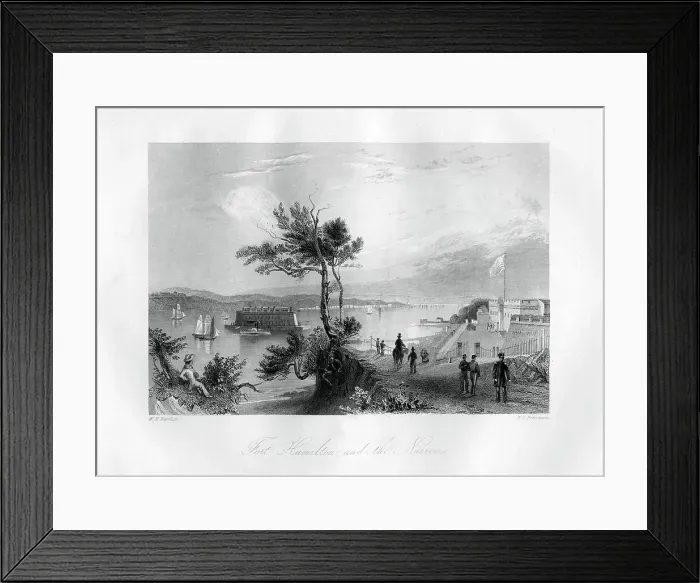 Framed Print : Fort Hamilton and the Narrows, New York, 1855. Artist: F O Freeman Framed Print : Fort Hamilton and the Narrows, New York, 1855. Artist: F O Freeman