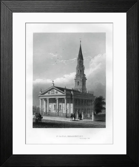 Framed Print : St Pauls Chapel, Broadway, New York, 1855 Framed Print : St Pauls Chapel, Broadway, New York, 1855