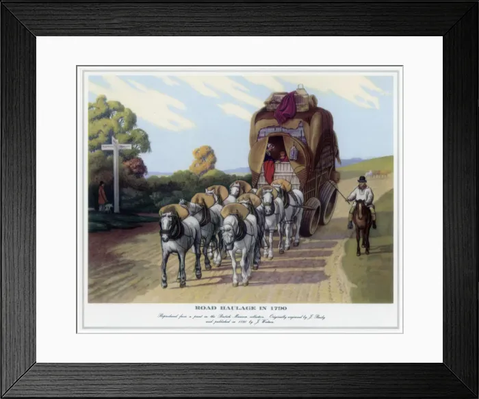 Framed Print : Road Haulage in 1790, (1820). Artist: J Baily Framed Print : Road Haulage in 1790, (1820). Artist: J Baily