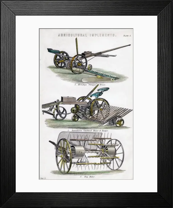 Framed Print : Agricultural implements, 19th century Framed Print : Agricultural implements, 19th century