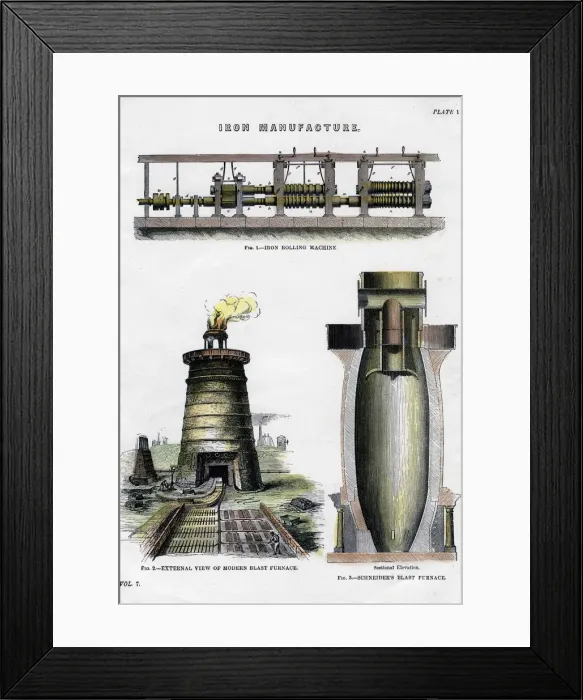 Framed Print : Iron manufacture, 19th century Framed Print : Iron manufacture, 19th century
