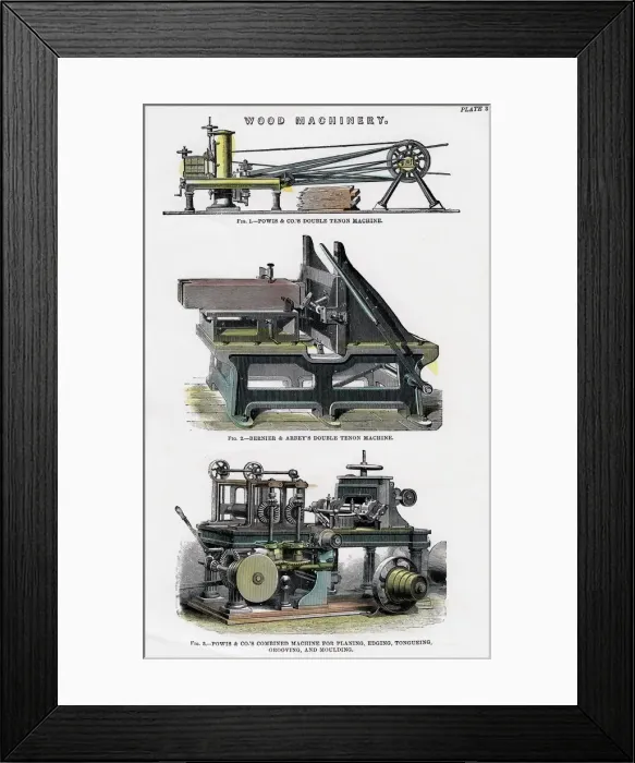 Framed Print : Wood machinery, 19th century Framed Print : Wood machinery, 19th century