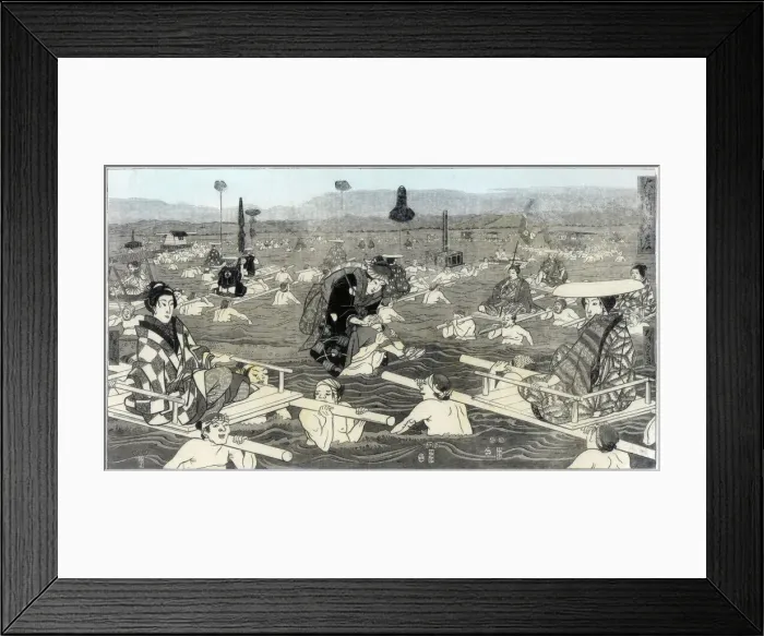 Framed Print : Crossing the Oho-e-ga-wa, in the province of Suraga, 1856 Framed Print : Crossing the Oho-e-ga-wa, in the province of Suraga, 1856