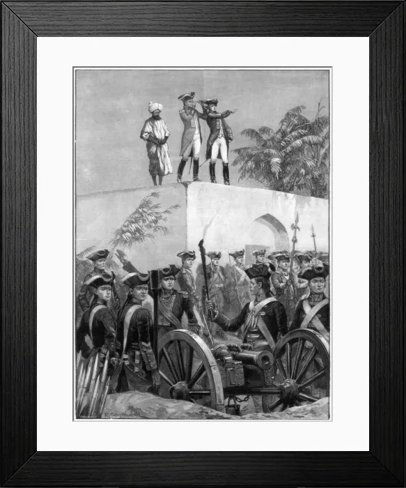 Framed Print : Clive on the roof of the Nawab Siraj Ud Daulahs hunting lodge, India, 1757, (1893). Artist: Richard Caton Woodville II Framed Print : Clive on the roof of the Nawab Siraj Ud Daulahs hunting lodge, India, 1757, (1893). Artist: Richard Caton Woodville II