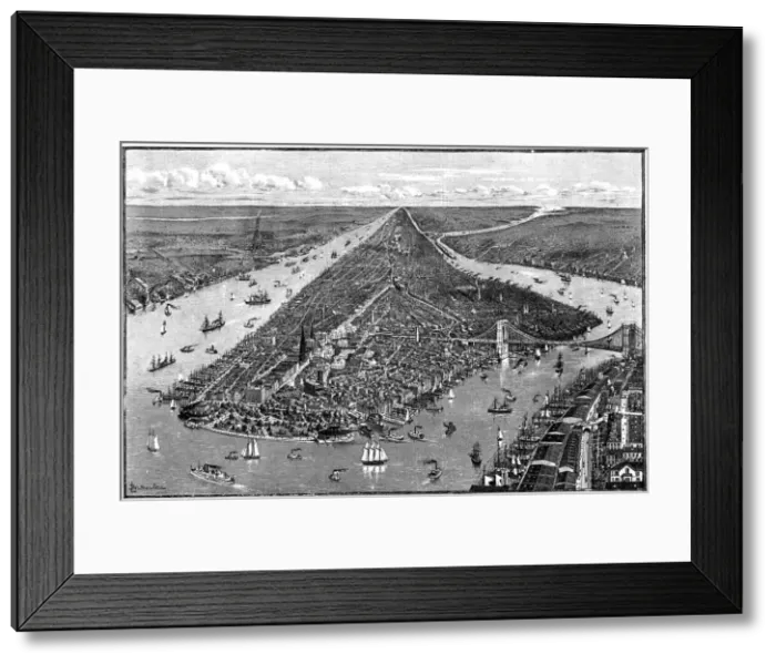 Framed Print : Panorama of New York, USA, 1892. Artist: Berteault Framed Print : Panorama of New York, USA, 1892. Artist: Berteault