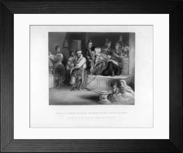 Framed Print : Turkish Courier Relating the News of the Capture of Acre, 19th century. Artist: W Greatbatch Framed Print : Turkish Courier Relating the News of the Capture of Acre, 19th century. Artist: W Greatbatch