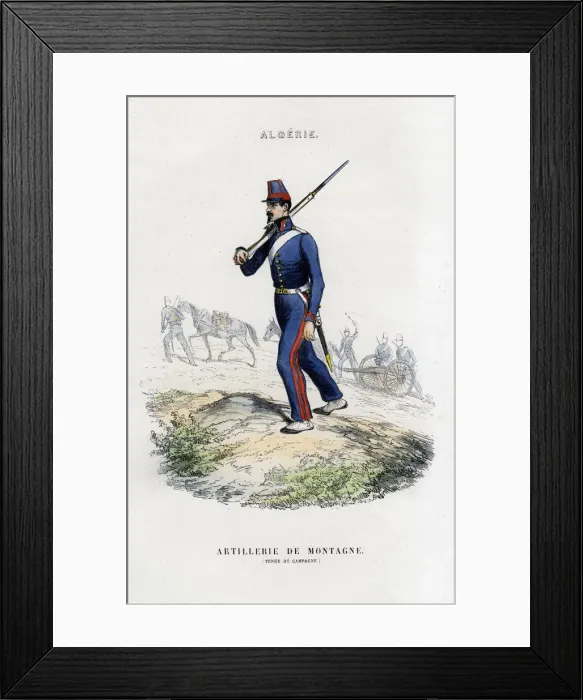 Framed Print : Mountain artillery; French Army in Algeria Framed Print : Mountain artillery; French Army in Algeria